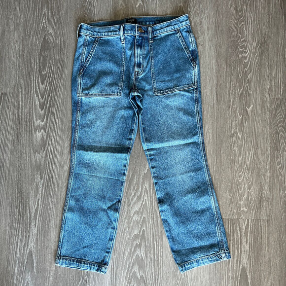 J Crew Factory Jeans Womens Size 27 Cropped Blue BT039 Patch Pocket - Picture 1 of 14